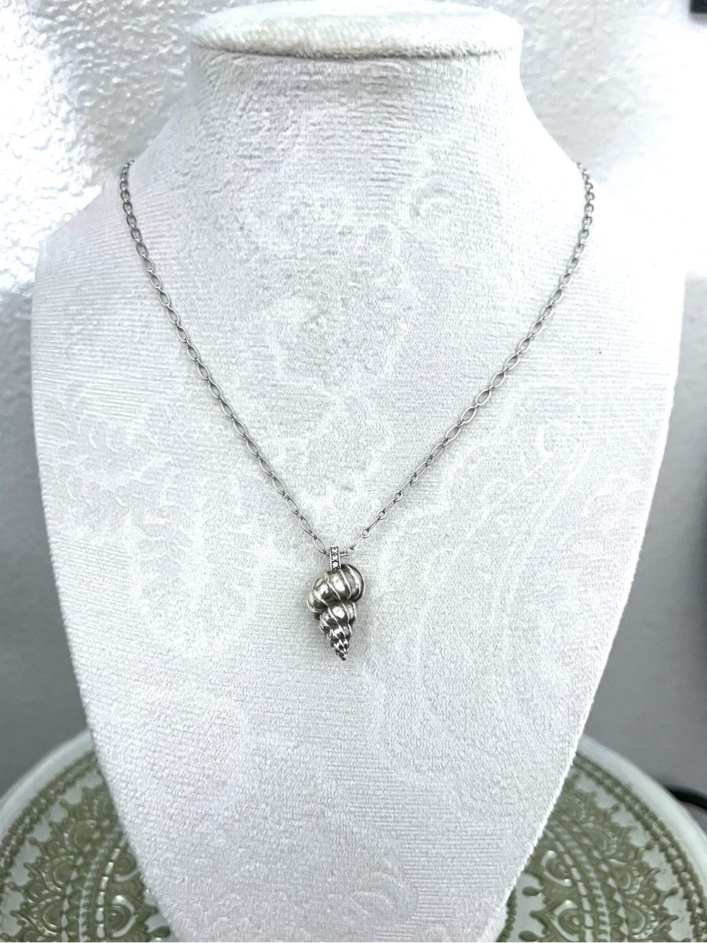 Brighton Silver Tone Shell Pendant Necklace
